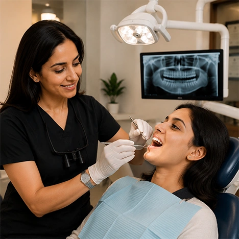Dentist Examining Patient at VV Dental Hospital Chennai